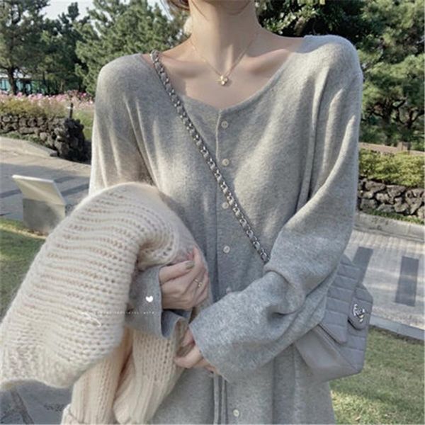 casual dresses 2021 style single-breasted knitted dress women spring autumn over-the-knee base sweater girls clothes b583, Black;gray
casual dresses 2021 style single-breasted knitted dress women spring autumn over-the-knee base sweater girls clothes b583, Black;gray