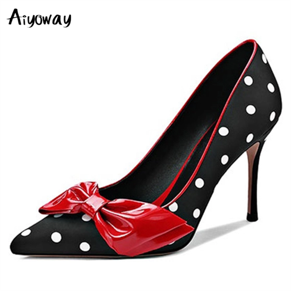 dress shoes aiyoway arrival satin polka dot women pointed pump bowknot stiletto high heel footwear ladies party, Black
dress shoes aiyoway arrival satin polka dot women pointed pump bowknot stiletto high heel footwear ladies party, Black