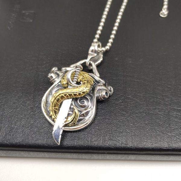 chains fashion creative golden dragon winding sword amulet pendant hip hop rap prom casual gift men and women necklace, Silver
chains fashion creative golden dragon winding sword amulet pendant hip hop rap prom casual gift men and women necklace, Silver