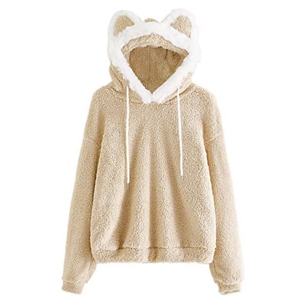 women's hoodies & sweatshirts cute ear hoodie women pullover drawstring winter fuzzy fleece sweatshirt long sleeve causal sudaderas, Black
women's hoodies & sweatshirts cute ear hoodie women pullover drawstring winter fuzzy fleece sweatshirt long sleeve causal sudaderas, Black