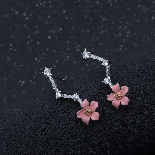 dangle earrings design pink peach blossom branch women's silver needle simple summer temperament
dangle earrings design pink peach blossom branch women's silver needle simple summer temperament