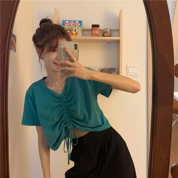 women's t-shirt real s 2021 summer short-sleeved slimming draw, White