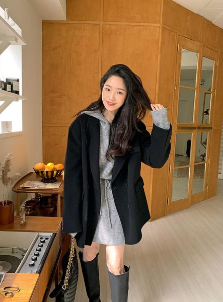 women's wool & blends women woolen coat winter female double-breasted korean warm thick jacket casual loose camel color clothin, Black
women's wool & blends women woolen coat winter female double-breasted korean warm thick jacket casual loose camel color clothin, Black
