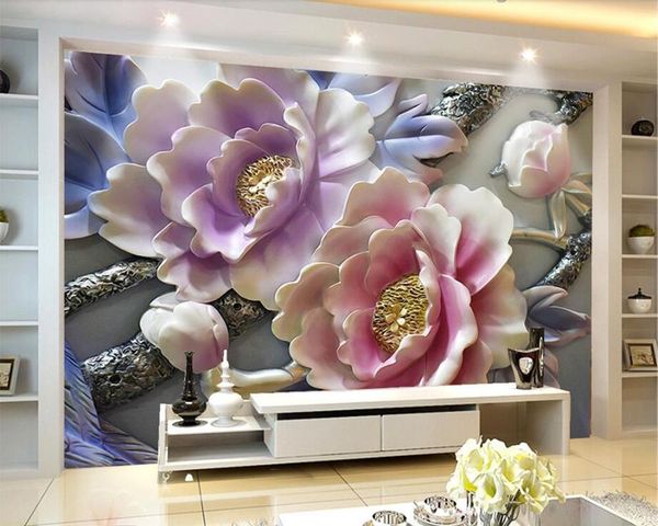 wallpapers papel de parede peony embossed flower relief 3d wallpaper murals,living room tv sofa wall bedroom kitchen papers home decor