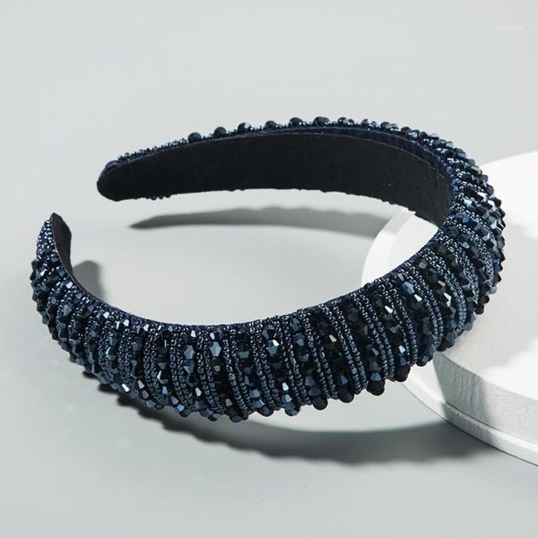 women fashion faux crystal rhinestone hair hoop wide headband headwear simple wide-sided accessories1