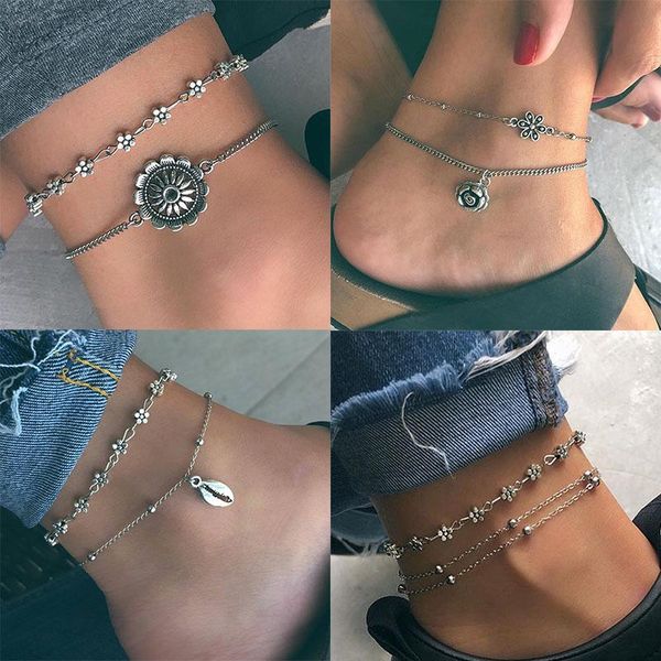 anklets 2 pcs/set cute flower charm ankle bracelets for women vintage bracelet on foot girls jewelry beach accessories, Red;blue
anklets 2 pcs/set cute flower charm ankle bracelets for women vintage bracelet on foot girls jewelry beach accessories, Red;blue