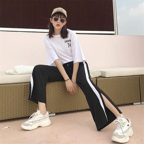 women's pants & capris summer loose wild high waist wide leg fashio casual sweatpants female black red trousers, Black;white
women's pants & capris summer loose wild high waist wide leg fashio casual sweatpants female black red trousers, Black;white
