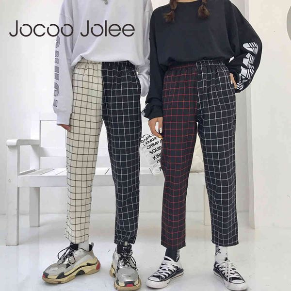 women plaid hit color patchwork trousers ulzzang harajuku woman man elastics high waist retro pants 210428, Black;white
women plaid hit color patchwork trousers ulzzang harajuku woman man elastics high waist retro pants 210428, Black;white
