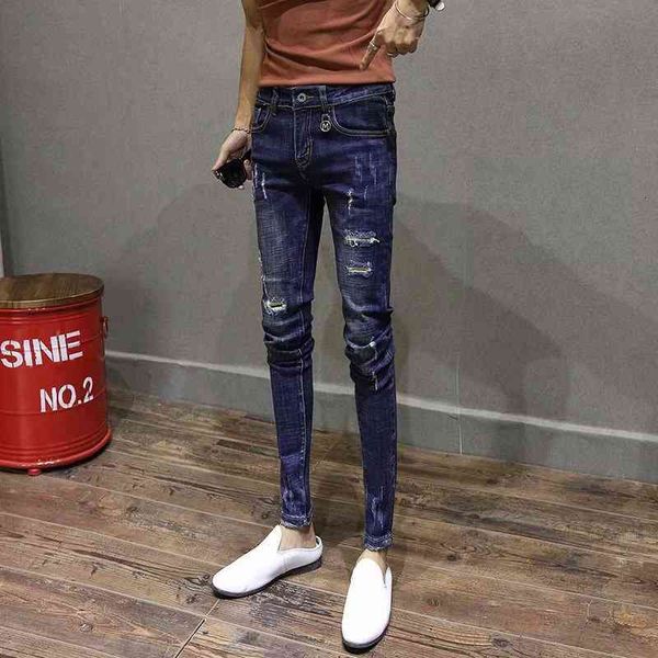 men's jeans novo dos homens na moda rasgado calças de brim ajuste fino apertadas lápis vaqueiro rapazes 4dl6, Blue
men's jeans novo dos homens na moda rasgado calças de brim ajuste fino apertadas lápis vaqueiro rapazes 4dl6, Blue
