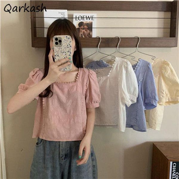 women's blouses & shirts women crops chic soft square collar stylish preppy style 4 color female summer casual mujer blusas solid slim, White
women's blouses & shirts women crops chic soft square collar stylish preppy style 4 color female summer casual mujer blusas solid slim, White