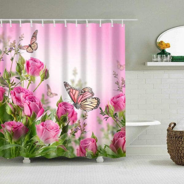 pink roses and butterflies shower curtain set with 12 hooks natural plants bathroom decoration washable polyester fabric curtains
pink roses and butterflies shower curtain set with 12 hooks natural plants bathroom decoration washable polyester fabric curtains