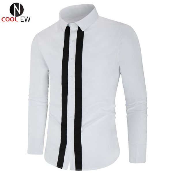 men's casual shirts european features stripe shirt for man long sleeve slim fit male single breasted mens, White;black
men's casual shirts european features stripe shirt for man long sleeve slim fit male single breasted mens, White;black