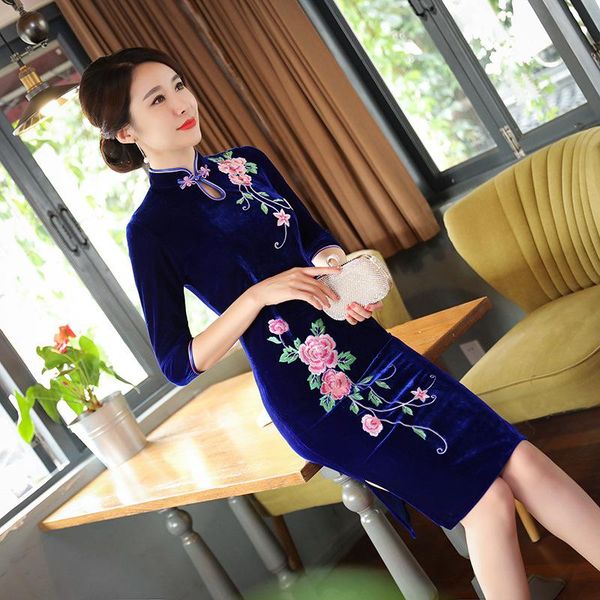 cheongsam dress women's spring and autumn long section gold velvet stand collar embroidery slim al1815 casual dresses, Black;gray
cheongsam dress women's spring and autumn long section gold velvet stand collar embroidery slim al1815 casual dresses, Black;gray