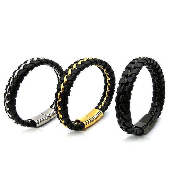 charm bracelets titanium steel chain woven leather stainless bracelet wholesale jewelry, Golden;silver
charm bracelets titanium steel chain woven leather stainless bracelet wholesale jewelry, Golden;silver