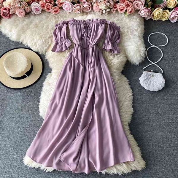 women summer slash neck dress female puff sleeve tube lace was thin split midi vestidos c050 210506, Black;gray
women summer slash neck dress female puff sleeve tube lace was thin split midi vestidos c050 210506, Black;gray