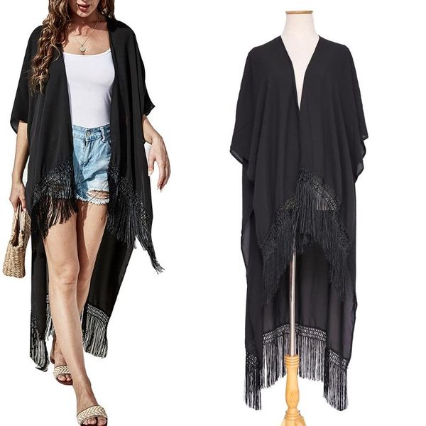 women's swimwear women summer swimsuit cover up high low asymmetrical tassel hem kimono cardigan loose chiffon casual open front beach, White;black
women's swimwear women summer swimsuit cover up high low asymmetrical tassel hem kimono cardigan loose chiffon casual open front beach, White;black