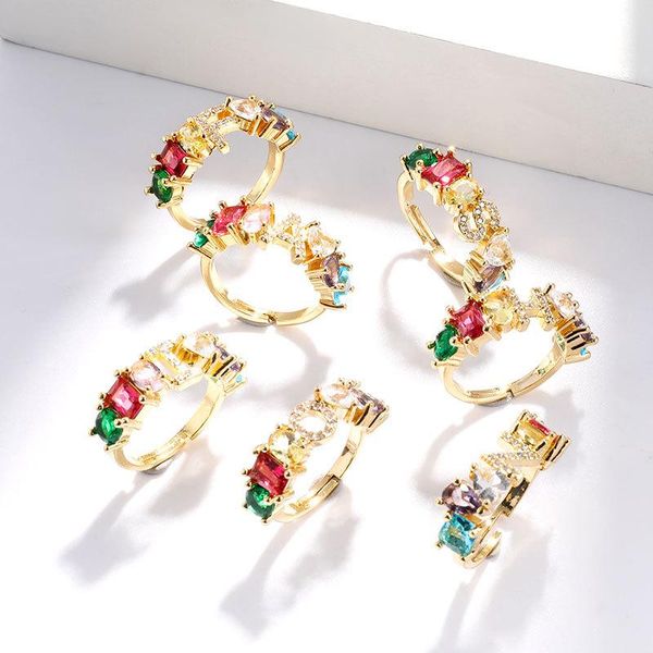 cluster rings initial zircon ring personalized design colored stone alphabet letter adjustable finger jewelry gift women, Golden;silver
cluster rings initial zircon ring personalized design colored stone alphabet letter adjustable finger jewelry gift women, Golden;silver