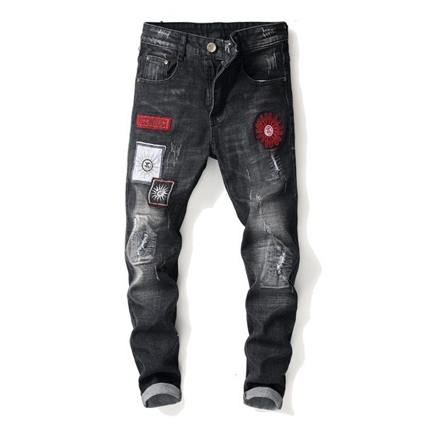 2020 new streetwear jeans homme pencil biker denim pants embroidery men's jeans cotton stretch jeans casual x0621, Blue
2020 new streetwear jeans homme pencil biker denim pants embroidery men's jeans cotton stretch jeans casual x0621, Blue