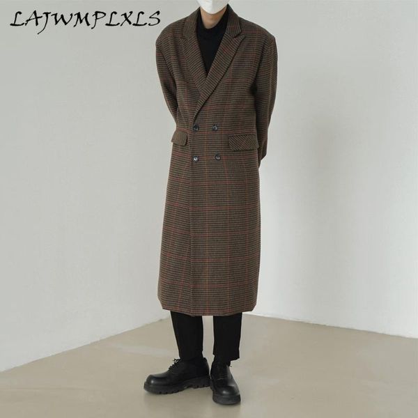 men's wool & blends plaid british style korean fashion autumn winter woolen tweed loose coat pockets medium length thickened windbreake, Black
men's wool & blends plaid british style korean fashion autumn winter woolen tweed loose coat pockets medium length thickened windbreake, Black