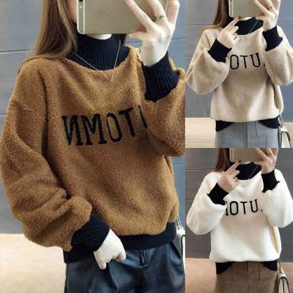 fashion women o neck womens sweater long sleeve letter front imitation lamb wool coats winter truien dames sueter mujer, White;black
fashion women o neck womens sweater long sleeve letter front imitation lamb wool coats winter truien dames sueter mujer, White;black