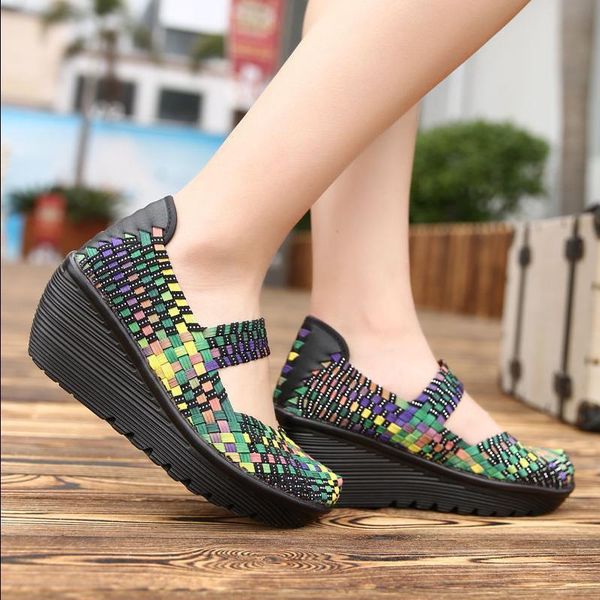 women's weaving shoes thick platform wedge heel breathable ladies pumps s182 dress, Black
women's weaving shoes thick platform wedge heel breathable ladies pumps s182 dress, Black