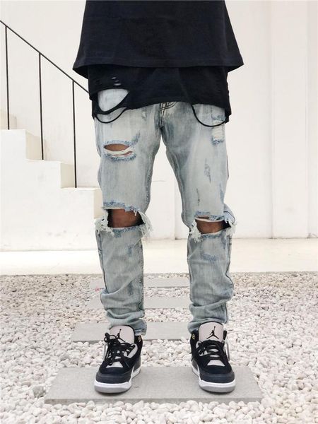 men's pants european and american high street straight loose all-match light blue knee hole jeans trendy beggar hip hop, Black
men's pants european and american high street straight loose all-match light blue knee hole jeans trendy beggar hip hop, Black