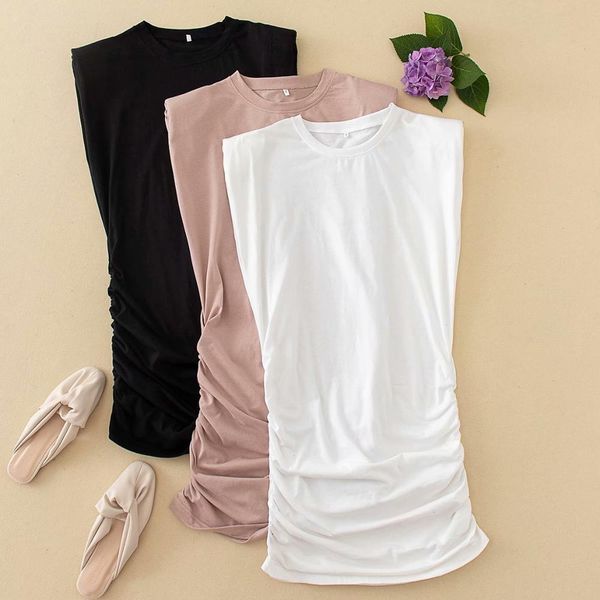 summer women dress white black pink solid pleated sleeveless o-neck above knee dresses female fashion clothes 210517, Black;gray
summer women dress white black pink solid pleated sleeveless o-neck above knee dresses female fashion clothes 210517, Black;gray
