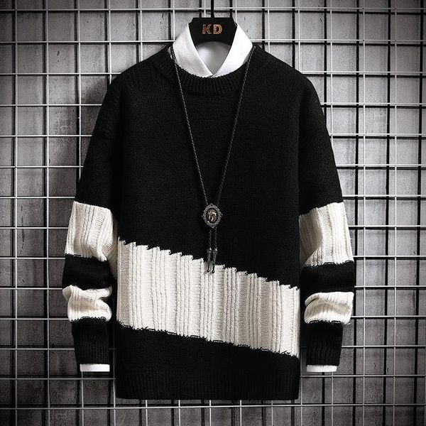 men's sweaters 2021 winter handsome round collar sweater men thick warm pullover fashion korean mens christmas, White;black
men's sweaters 2021 winter handsome round collar sweater men thick warm pullover fashion korean mens christmas, White;black
