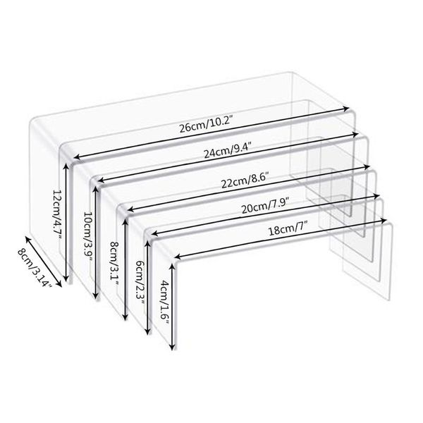 frames 1 set of display stands 5pcs/set 3mm acrylic stand jewelry showcase storage rack shelf holder