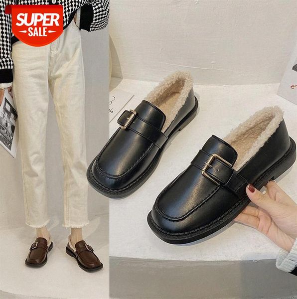 british style small leather shoes women retro square toe lamb hair metal buckle plus velvet warm college wind and wool single #0x0u
british style small leather shoes women retro square toe lamb hair metal buckle plus velvet warm college wind and wool single #0x0u