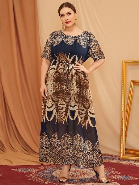 plus size summer womens dress o neck short sleeve retro printing vintage loose oversized maxi long dresses, Black;gray
plus size summer womens dress o neck short sleeve retro printing vintage loose oversized maxi long dresses, Black;gray