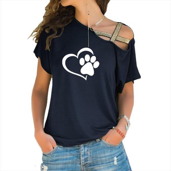 fashion dog cat paw womens heart plus size harajuku cross shoulder irregular short sleeved feminine, White
fashion dog cat paw womens heart plus size harajuku cross shoulder irregular short sleeved feminine, White