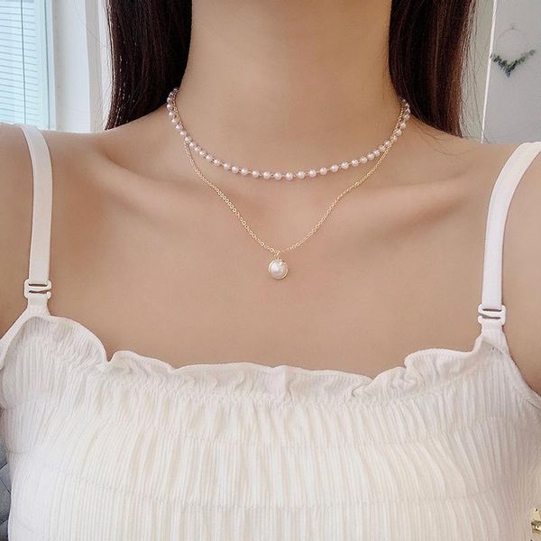 chains necklace for women pearl korean fashion double layer pendant female simple temperament clavicle chain, Silver
chains necklace for women pearl korean fashion double layer pendant female simple temperament clavicle chain, Silver