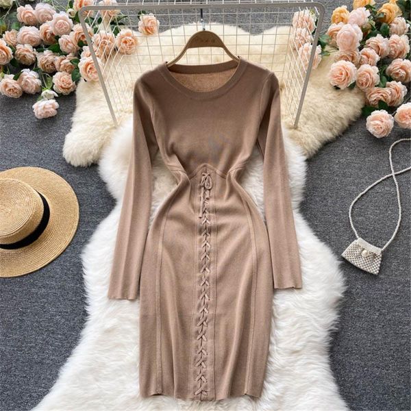casual dresses women skinny knitted autumn dress fashion long sleeve short vestidos female robe woman clothing 2021 coisini, Black;gray 
casual dresses women skinny knitted autumn dress fashion long sleeve short vestidos female robe woman clothing 2021 coisini, Black;gray
