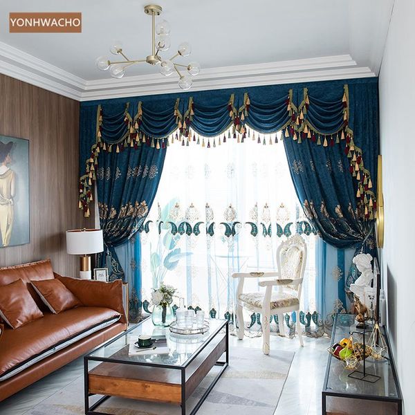 custom curtain european living room bedroom chenille embroidered blue thick cloth blackout valance tulle panel c601 & drapes
custom curtain european living room bedroom chenille embroidered blue thick cloth blackout valance tulle panel c601 & drapes