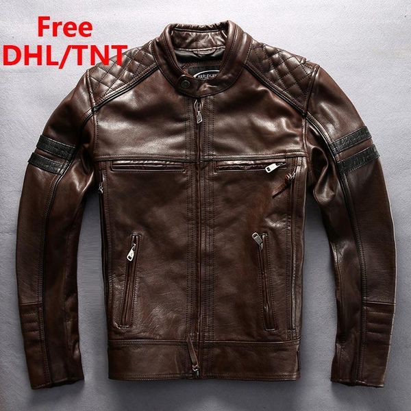 men's leather & faux brown cow jacket 100% genuine coat motorcycle biker jackets male fashion moto coats fast ship dhl/tnt, Black
men's leather & faux brown cow jacket 100% genuine coat motorcycle biker jackets male fashion moto coats fast ship dhl/tnt, Black