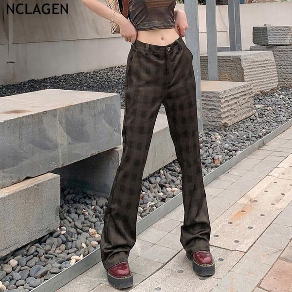 women's pants & capris nclagen 2021 street fashion vintage plaid casual women loose full length trousers ol work wear aesthetic, Black;white
women's pants & capris nclagen 2021 street fashion vintage plaid casual women loose full length trousers ol work wear aesthetic, Black;white