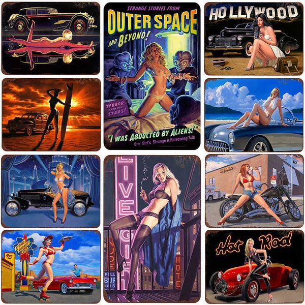 retro girl tin signs vintage metal plate painting wall decoration for garage home bar gym cafe
retro girl tin signs vintage metal plate painting wall decoration for garage home bar gym cafe