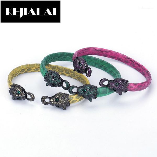 bangle kejialai original luxury jewelry real snake leather two leopard heads paved with green zirconia geniune bracelets1, Black
bangle kejialai original luxury jewelry real snake leather two leopard heads paved with green zirconia geniune bracelets1, Black