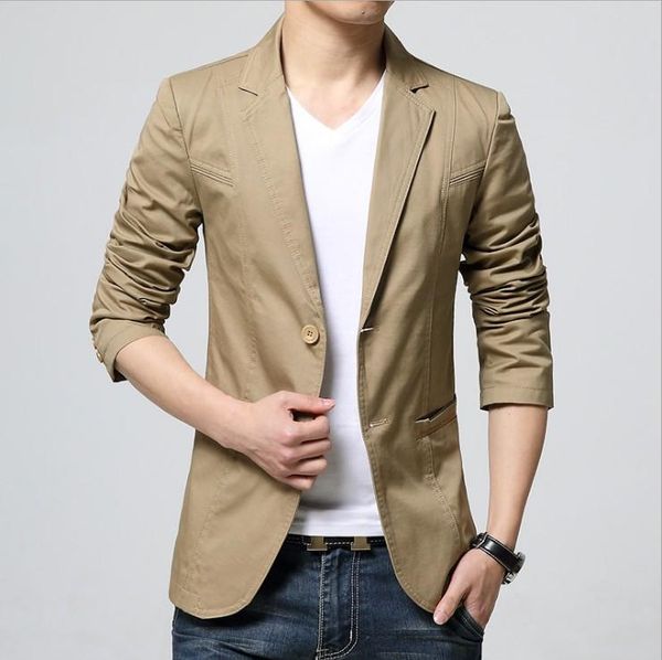 men's suits & blazers men casual jackets slim fit khaki and coats cotton leisure two boutons, White;black
men's suits & blazers men casual jackets slim fit khaki and coats cotton leisure two boutons, White;black