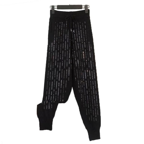 women's pants & capris european heavy industry drilling high waist casual women loose autumn winter all-match black knitted 2021, Black;white
women's pants & capris european heavy industry drilling high waist casual women loose autumn winter all-match black knitted 2021, Black;white