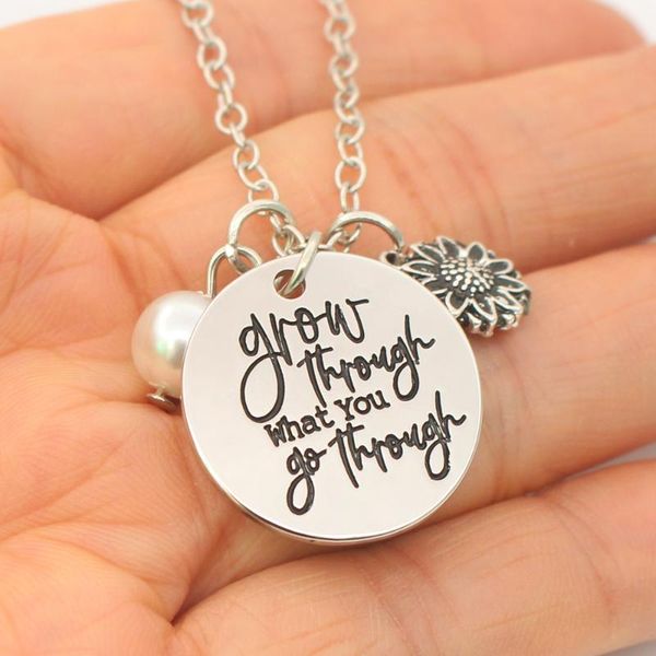 pendant necklaces inspirational jewelry sunflower charm necklace grow through what you go gift for her/bridal party, Silver
pendant necklaces inspirational jewelry sunflower charm necklace grow through what you go gift for her/bridal party, Silver