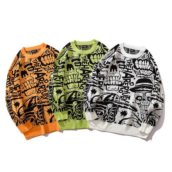 men's sweaters 2021 men sweater embroidered hiphop long sleeve couple oversize ins knitted for high street college style, White;black
men's sweaters 2021 men sweater embroidered hiphop long sleeve couple oversize ins knitted for high street college style, White;black