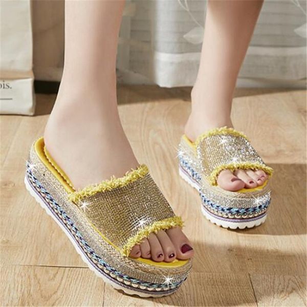 slippers fashion wedge platform women est summer beach shoes chunky heel bottom ladies flip flops female bling slide, Black
slippers fashion wedge platform women est summer beach shoes chunky heel bottom ladies flip flops female bling slide, Black