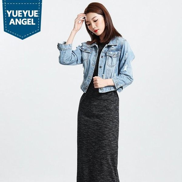 women's jackets design fashion women slim fit short jeans korea hole ripped long sleeve single breasted lapel outerwear denim coat, Black;brown
women's jackets design fashion women slim fit short jeans korea hole ripped long sleeve single breasted lapel outerwear denim coat, Black;brown