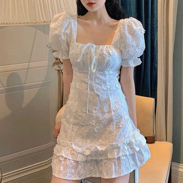 elegant square collar mini dress white puff sleeve women designer fairy summer korean vintage clothes 210604, Black;gray
elegant square collar mini dress white puff sleeve women designer fairy summer korean vintage clothes 210604, Black;gray