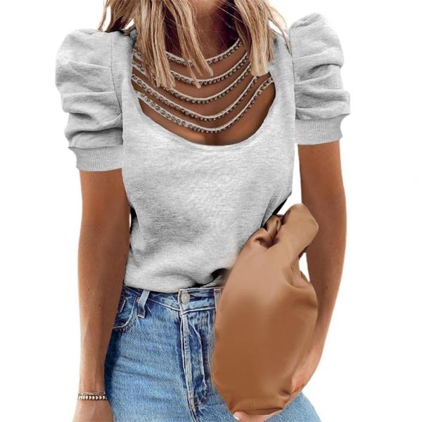 women's t-shirt 2021 women hollow out mesh puff short sleeve beads o neck blouse for spring/summer shirt womem black female, White
women's t-shirt 2021 women hollow out mesh puff short sleeve beads o neck blouse for spring/summer shirt womem black female, White