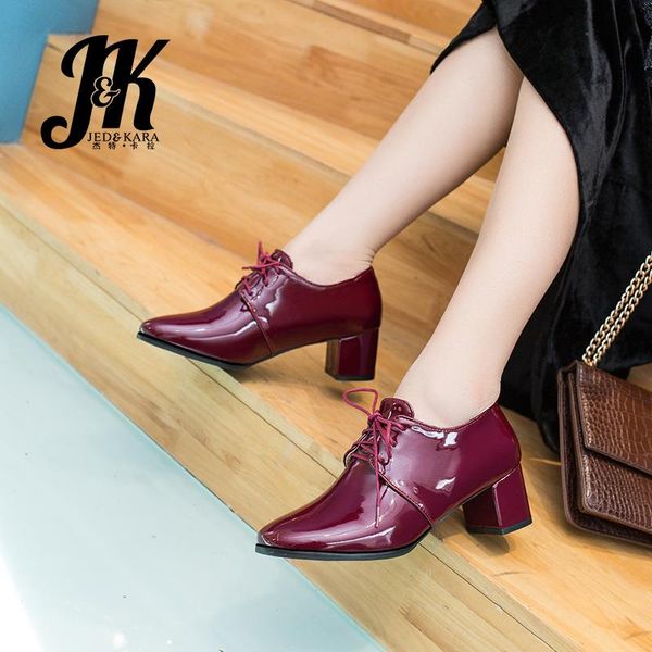 dress shoes jk patent leather thick med heels pumps women square toe lace-up footwear casual female woman 2021 big size 48, Black
dress shoes jk patent leather thick med heels pumps women square toe lace-up footwear casual female woman 2021 big size 48, Black