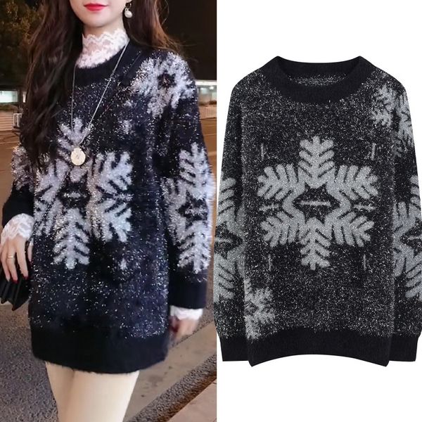 women's sweaters women's blouses and pullovers of fashion, spring and fall, snowflakes, lurex, large round collar, knitted or croc, White;black
women's sweaters women's blouses and pullovers of fashion, spring and fall, snowflakes, lurex, large round collar, knitted or croc, White;black