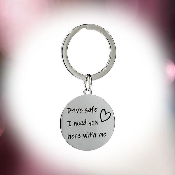 keychains wholesale 5 keychain round stainless steel pendants with the words "drive safe i need you here me ", Silver
keychains wholesale 5 keychain round stainless steel pendants with the words "drive safe i need you here me ", Silver